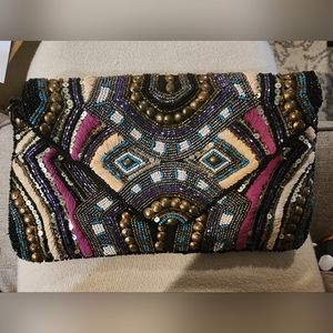 Geometric Colorful Beaded Clutch
